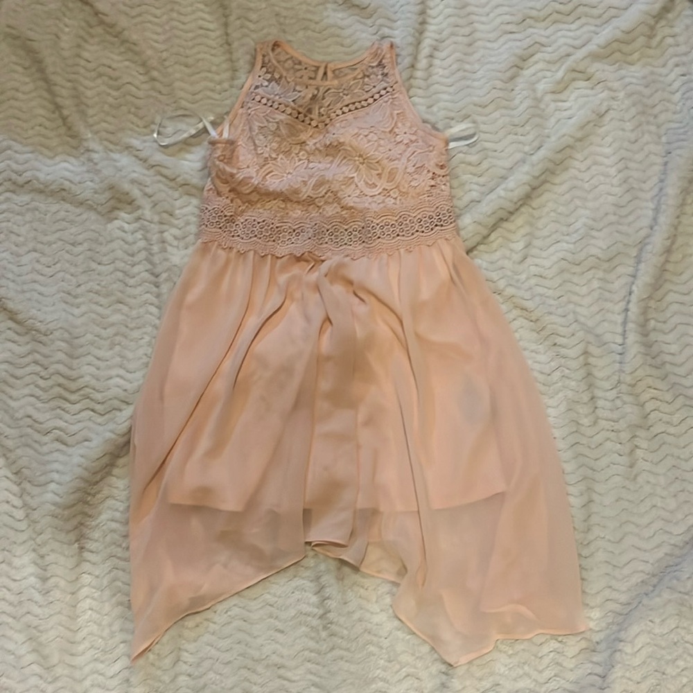 Pink formal dress, it buttons in the back I went to a wedding as a flower girl